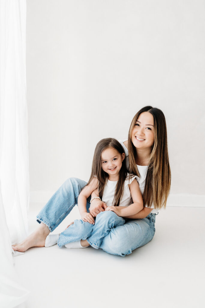 Mother and daughter on a family photoshoot in Cheshire